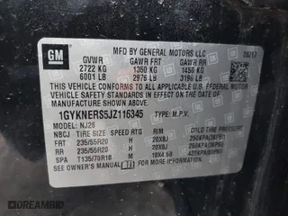 2018 Cadillac XT5 Premium Luxury FWD with VIN 1GYKNERS5JZ116345, listed as a IAAI auction lot 41416808 with 146,963 mi miles. Bid and sale history available at carsss.com. Image 9.