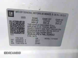 2021 GMC Terrain SLT z VIN 3GKALPEV7ML310653, wystawiony jako IAAI lot #41584058 z przebiegiem 86 069 mil mil oraz . Historia ofert i sprzedaży dostępna na DreamBid. Obrazek 9.