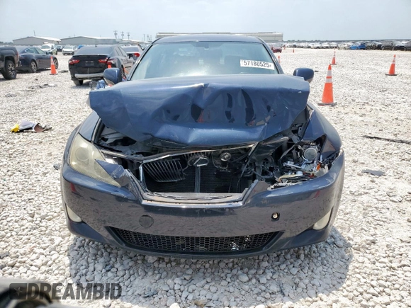 2006 Lexus IS 350 with VIN JTHBE262862006199, listed as a Copart auction lot 57180525 with 187,728 mi miles and Salvage title. Bid and sale history available at DreamBid. Image 5.