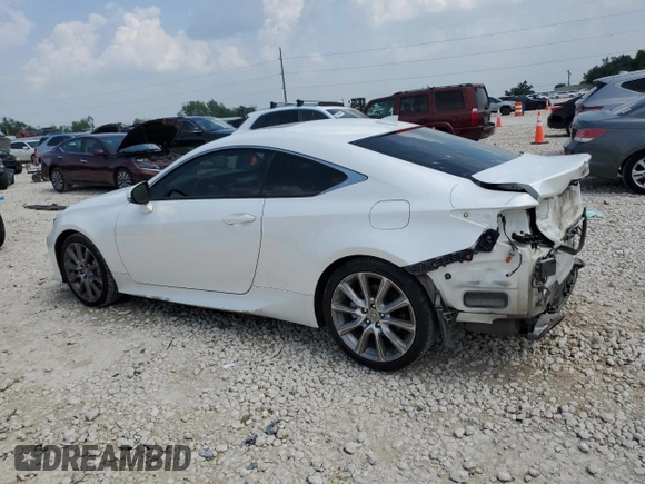 2015 Lexus RC 350 F Sport with VIN JTHHE5BCXF5000574, listed as a Copart auction lot 55218575 with 96,835 mi miles and Salvage title. Bid and sale history available at DreamBid. Image 2.