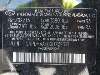 2016 Hyundai Elantra SE with VIN 5NPDH4AE0GH772071, listed as a IAAI auction lot 42094290 with 64,846 mi miles. Bid and sale history available at carsss.com. Image 9.