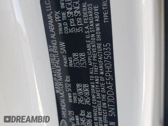 2023 Hyundai Santa Cruz SEL Premium z VIN 5NTJDDAF5PH075035, wystawiony jako Copart lot #88694935 z przebiegiem 27 588 mil mil oraz Szkoda całkowita • Salvage title. Historia ofert i sprzedaży dostępna na DreamBid. Obrazek 14.