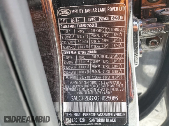 2016 Land Rover Discovery Sport SE z VIN SALCP2BGXGH625086, wystawiony jako Copart lot #57090755 z przebiegiem 78 196 mil mil oraz Czysty tytuł • Clean title. Historia ofert i sprzedaży dostępna na DreamBid. Obrazek 13.