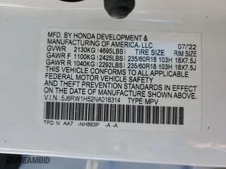 2022 Honda CR-V EX with VIN 5J6RW1H52NA018314, listed as a Copart auction lot 44777785 with 46,073 mi miles and Salvage Title. Bid and sale history available at carsss.com. Image 14.