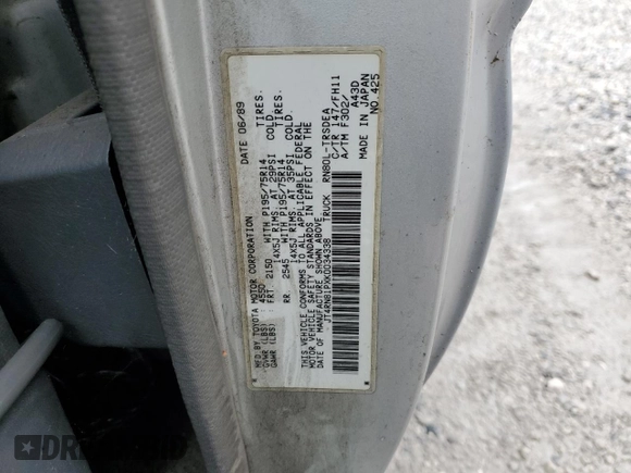 1989 Toyota Pickup DX с VIN JT4RN81PXK0034338, выставлен на аукционе Copart как лот 58797935 с пробегом 210 495 миль миль и Чистый • Clean title. История ставок и продаж доступна на DreamBid. Изображение 12.