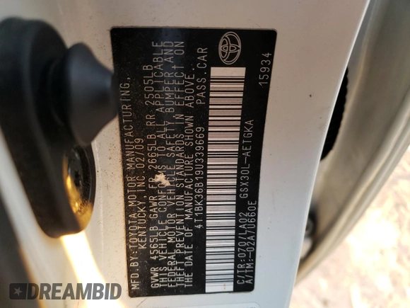 2009 Toyota Avalon XL with VIN 4T1BK36B19U339669, listed as a Copart auction lot 48547195 with 243,217 mi miles and Salvage Title. Bid and sale history available at carsss.com. Image 15.