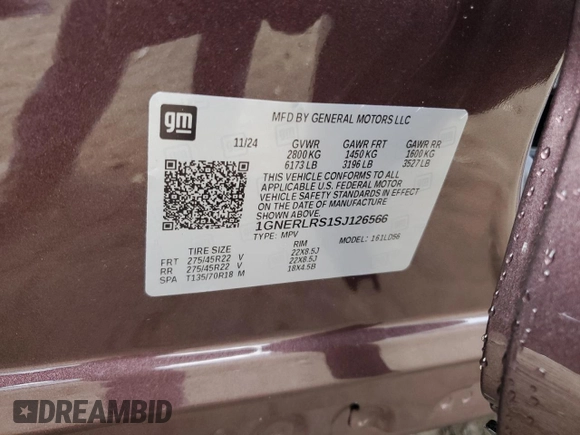 2025 Chevrolet Traverse with VIN 1GNERLRS1SJ126566, listed as a Copart auction lot 44213405 with 81 mi miles and Salvage title. Bid and sale history available at DreamBid. Image 14.