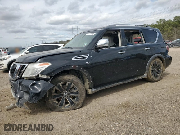 2017 Nissan Armada Platinum with VIN JN8AY2NF8H9301150, listed as a Copart auction lot 48145165 with 121,835 mi miles and Salvage Title. Bid and sale history available at carsss.com. Image 1.