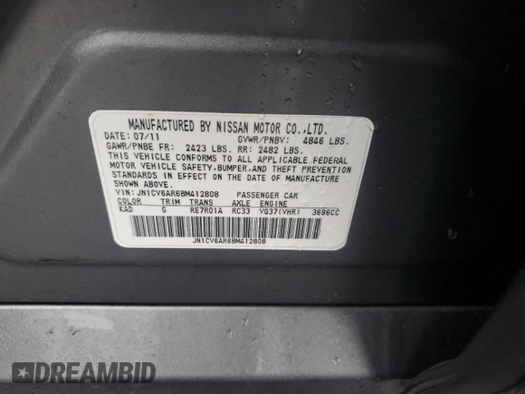 2011 Infiniti G37 x with VIN JN1CV6AR6BM412808, listed as a Copart auction lot 51437215 with 120,678 mi miles and Salvage Title. Bid and sale history available at carsss.com. Image 14.