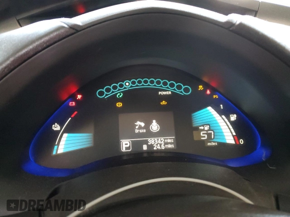 2015 Nissan LEAF SV with VIN 1N4AZ0CP2FC325684, listed as a Copart auction lot 48825085 with 38,342 mi miles and Salvage Title. Bid and sale history available at DreamBid. Image 9.