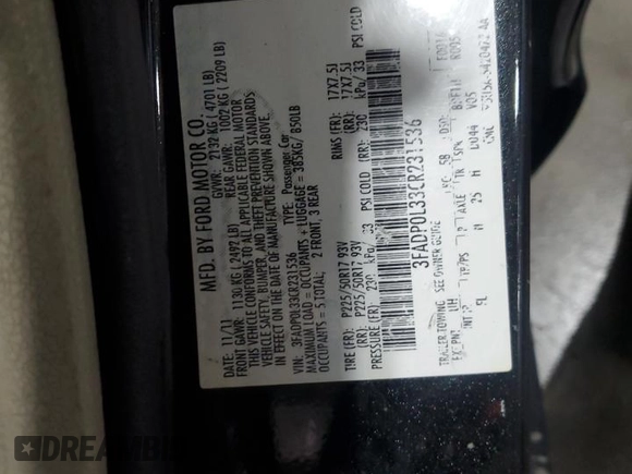 2012 Ford Fusion Hybrid с VIN 3FADP0L33CR231536, выставлен на аукционе Copart как лот 55330545 с пробегом 165 481 миль миль и Списание • Salvage title. История ставок и продаж доступна на DreamBid. Изображение 12.