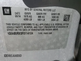 2015 Cadillac ATS Sedan Luxury RWD with VIN 1G6AB5RX0F0114104, listed as a Copart auction lot 50742745 with 123,694 mi miles and Salvage Title. Bid and sale history available at carsss.com. Image 12.