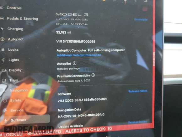 2021 Tesla Model 3 Long Range z VIN 5YJ3E1EB6MF002955, wystawiony jako Copart lot #59161255 z przebiegiem 32 183 mil mil oraz Szkoda całkowita • Salvage title. Historia ofert i sprzedaży dostępna na DreamBid. Obrazek 9.