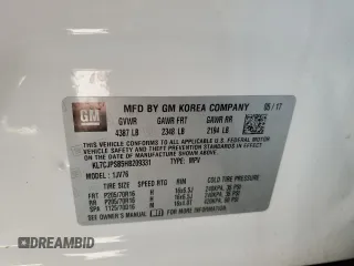 2017 Chevrolet Trax LT z VIN KL7CJPSB5HB209331, wystawiony jako Copart lot #53932665 z przebiegiem Nie podano mil oraz Nie do naprawy. Historia ofert i sprzedaży dostępna na DreamBid. Obrazek 13.