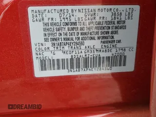 2014 Nissan Sentra SV with VIN 3N1AB7AP4EY284560, listed as a Copart auction lot 53787125 with 121,143 mi miles and Salvage Title. Bid and sale history available at DreamBid. Image 12.