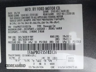 2018 Ford Mustang GT with VIN 1FA6P8CF7J5183136, listed as a IAAI auction lot 41606192 with 69,236 mi miles. Bid and sale history available at carsss.com. Image 9.