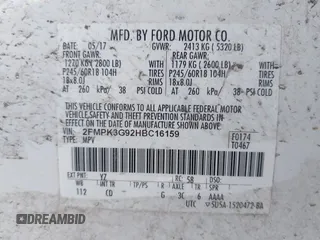 2017 Ford Edge SE z VIN 2FMPK3G92HBC16159, wystawiony jako IAAI lot #42057245 z przebiegiem 102 268 mil mil oraz . Historia ofert i sprzedaży dostępna na DreamBid. Obrazek 9.