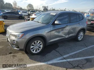 2017 BMW X3 sDrive28i with VIN 5UXWZ7C55H0T43879, listed as a Copart auction lot 43236315 with 161,205 mi miles and Salvage Title. Bid and sale history available at carsss.com. Image 1.
