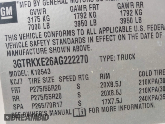2010 GMC Sierra 1500 Denali z VIN 3GTRKXE26AG222270, wystawiony jako IAAI lot #41974112 z przebiegiem 166 366 mil mil oraz . Historia ofert i sprzedaży dostępna na DreamBid. Obrazek 9.