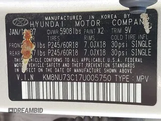 2007 Hyundai Veracruz GLS with VIN KM8NU73C17U005750, listed as a IAAI auction lot 42100304 with 227,101 mi miles and . Bid and sale history available at DreamBid. Image 9.