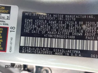 2016 Toyota Avalon Limited with VIN 4T1BK1EB6GU221488, listed as a IAAI auction lot 41753245 with 97,736 mi miles and . Bid and sale history available at DreamBid. Image 9.