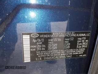 2023 Hyundai Santa Fe Limited with VIN 5NMS4DAL3PH571442, listed as a IAAI auction lot 41542380 with 10,804 mi miles. Bid and sale history available at carsss.com. Image 9.