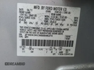 2011 Ford Edge Limited with VIN 2FMDK3KC9BBB46270, listed as a Copart auction lot 51359355 with 57,563 mi miles and Clean Title. Bid and sale history available at carsss.com. Image 13.