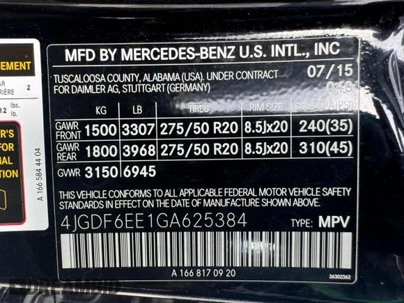 2016 Mercedes-Benz GL with VIN 4JGDF6EE1GA625384, listed as a Copart auction lot 77045634 with 104,938 mi miles and Salvage Title. Bid and sale history available at carsss.com. Image 15.