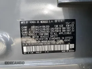 2024 Honda HR-V Sport with VIN 3CZRZ2H5XRM736280, listed as a Copart auction lot 48259415 with 0 mi miles and Salvage Title. Bid and sale history available at carsss.com. Image 13.