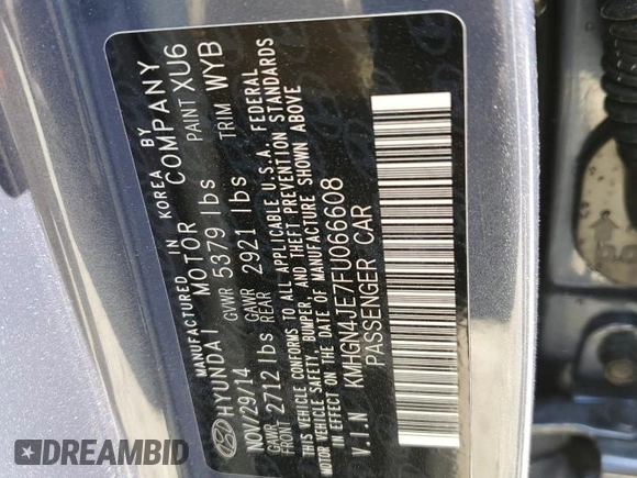 2015 Hyundai Genesis 3.8L with VIN KMHGN4JE7FU066608, listed as a Copart auction lot 69670874 with 148,891 mi miles and Non Repairable. Bid and sale history available at carsss.com. Image 13.