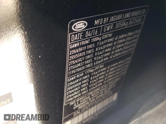 2016 Land Rover Range Rover with VIN SALGR2PF0GA293308, listed as a Copart auction lot 42118445 with 20,311 mi miles and Salvage Title. Bid and sale history available at carsss.com. Image 14.