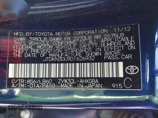 2013 Toyota Prius One with VIN JTDKN3DU9D1626932, listed as a IAAI auction lot 42148583 with 48,444 mi miles and . Bid and sale history available at DreamBid. Image 9.