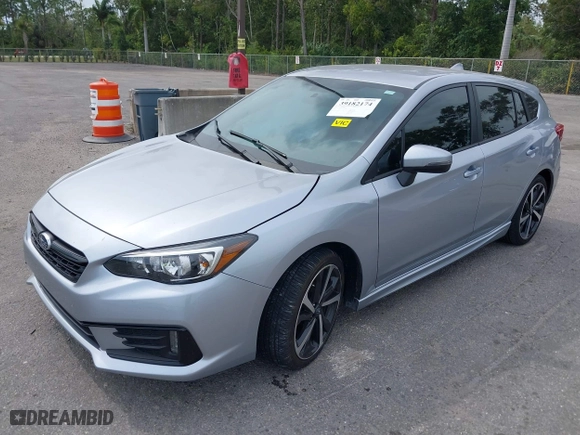 2022 Subaru Impreza Sport with VIN 4S3GTAL62N3725682, listed as a IAAI auction lot 39182174 with 8,456 mi miles. Bid and sale history available at carsss.com. Image 2.