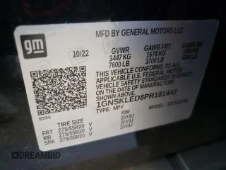 2023 Chevrolet Tahoe Commercial z VIN 1GNSKLED8PR181443, wystawiony jako Copart lot #58141565 z przebiegiem 39 341 mil mil oraz Szkoda całkowita • Salvage title. Historia ofert i sprzedaży dostępna na DreamBid. Obrazek 13.