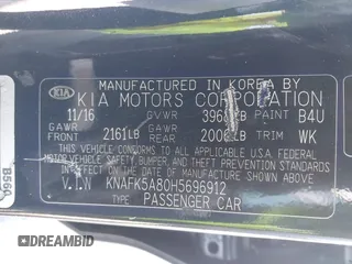 2017 Kia Forte LX with VIN KNAFK5A80H5696912, listed as a IAAI auction lot 41963104 with 97,009 mi miles and . Bid and sale history available at carsss.com. Image 9.