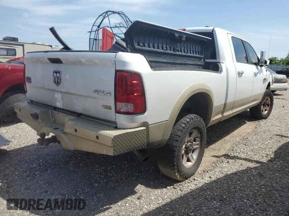 2012 Ram 2500 Laramie Limited z VIN 3C6UD5PL5CG173734, wystawiony jako Copart lot #56576995 z przebiegiem 296 460 mil mil oraz Czysty tytuł • Clean title. Historia ofert i sprzedaży dostępna na DreamBid. Obrazek 3.