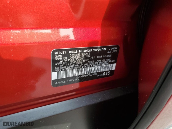 2023 Mitsubishi Outlander SE with VIN JA4J4UA80PZ025498, listed as a Copart auction lot 44274675 with 25,739 mi miles and Salvage Title. Bid and sale history available at carsss.com. Image 13.