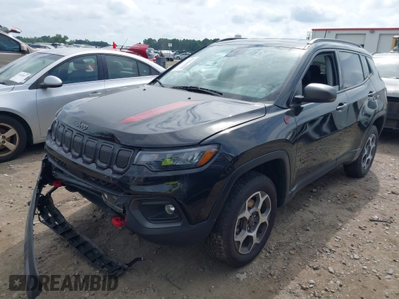 2022 Jeep Compass Trailhawk with VIN 3C4NJDDB8NT114134, listed as a IAAI auction lot 42428245 with 34,589 mi miles and . Bid and sale history available at DreamBid. Image 19.