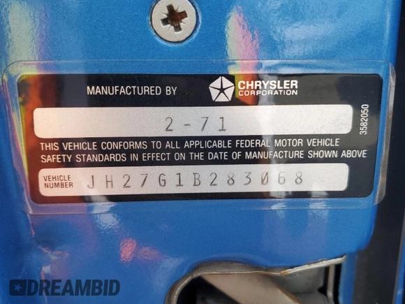 1971 Dodge Challenger с VIN JH27G1B283068, выставлен на аукционе Copart как лот 75908744 с пробегом 3 839 миль миль и Списание • Salvage title. История ставок и продаж доступна на DreamBid. Изображение 13.