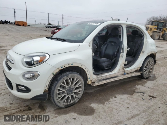 2017 FIAT 500X Lounge with VIN ZFBCFXDB4HP615415, listed as a Copart auction lot 43737305 with 114,259 mi miles and Salvage title. Bid and sale history available at DreamBid. Image 1.