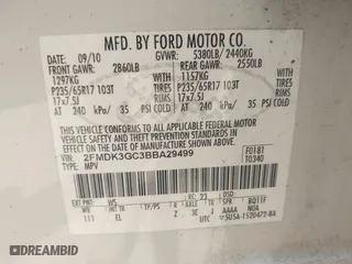 2011 Ford Edge SE with VIN 2FMDK3GC3BBA29499, listed as a IAAI auction lot 42071970 with 260,054 mi miles. Bid and sale history available at carsss.com. Image 9.