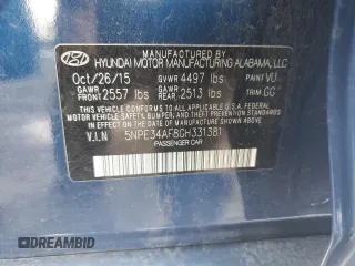 2016 Hyundai Sonata Sport with VIN 5NPE34AF8GH331381, listed as a Copart auction lot 48111485 with Not Provided miles and Salvage Title. Bid and sale history available at DreamBid. Image 13.