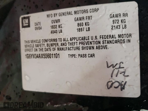 2005 Cadillac XLR z VIN 1G6YV34AX55601101, wystawiony jako Copart lot #75821644 z przebiegiem Nie podano mil oraz Szkoda całkowita • Salvage title. Historia ofert i sprzedaży dostępna na DreamBid. Obrazek 13.