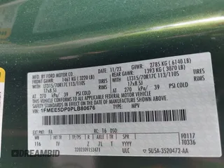 2023 Ford Bronco with VIN 1FMEE5DP0PLB80676, listed as a IAAI auction lot 42210054 with 6,796 mi miles and . Bid and sale history available at DreamBid. Image 9.