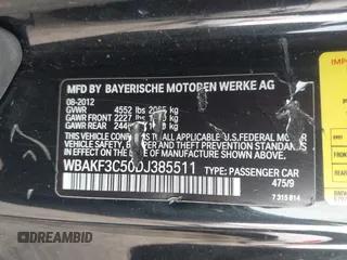 2013 BMW 3 Series 328i xDrive with VIN WBAKF3C50DJ385511, listed as a IAAI auction lot 41795976 with 134,057 mi miles. Bid and sale history available at carsss.com. Image 9.