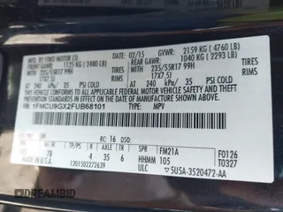 2015 Ford Escape SE with VIN 1FMCU9GX2FUB68101, listed as a IAAI auction lot 41902379 with 136,248 mi miles. Bid and sale history available at carsss.com. Image 9.