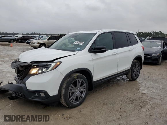 2021 Honda Passport EX-L z VIN 5FNYF8H55MB041554, wystawiony jako Copart lot #42879195 z przebiegiem 33 597 mil mil oraz Szkoda całkowita • Salvage title. Historia ofert i sprzedaży dostępna na DreamBid. Obrazek 1.