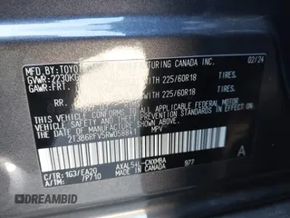 2024 Toyota RAV4 Hybrid XLE Premium with VIN 2T3B6RFV5RW058841, listed as a IAAI auction lot 41992425 with 22,073 mi miles and . Bid and sale history available at DreamBid. Image 9.