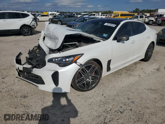 2023 Kia Stinger GT2 with VIN KNAE55LC7P6126371, listed as a Copart auction lot 86186454 with 80,968 mi miles and Salvage Title. Bid and sale history available at carsss.com. Image 1.