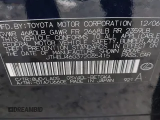 2007 Lexus ES 330 с VIN JTHBJ46G372085415, выставлен на аукционе IAAI как лот 42523718 с пробегом 216 071 миль миль и . История ставок и продаж доступна на DreamBid. Изображение 9.